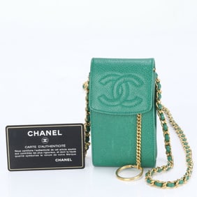 Chanel guarantee serial number attached caviar skin leather coco mark chain shoulder bag for women