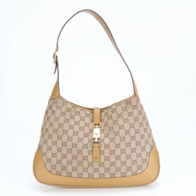Gucci GG Canvas Jackie 001 3346 Leather Shoulder Bag Tote Handbag Women's