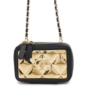 Chanel Chain Shoulder Bag Matelasse Coco Mark Lambskin Metal AP2393 CHANEL Black