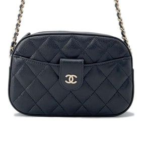 Chanel Chain Shoulder Bag Matelasse Coco Mark Caviar Skin AP3998 CHANEL Black