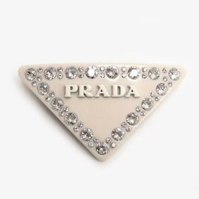 Line Corporation Prada Barrette Plex Triangle Rhinestone Ivory