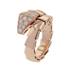 BVLGARI Ring Serpenti Viper Diamond 0.53ct K18PG Pink Gold Size L 345218