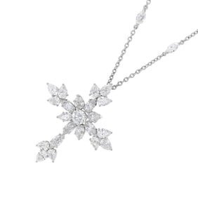 Harry Winston Necklace Marquise Cross Pendant Diamond Total 3.61ct Pt950 Platinum PEDPRESMMQ