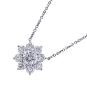 Harry Winston Necklace Sunflower Pendant Small Diamond Center Stone 0.70ct 9P Total Approx. 1.55ct