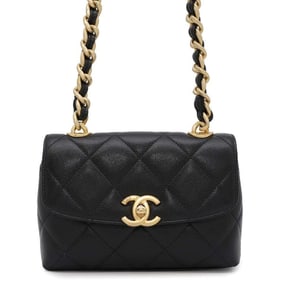 Chanel Chain Shoulder Bag Matelasse Mini Coco Mark Caviar Skin AS3779 CHANEL Black