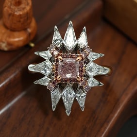 J.E. Caldwell Natural Fancy Pink Diamond And White Diamond Platinum Ring