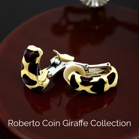 Roberto Coin Giraffe Enamel 18K Yellow Gold Earrings