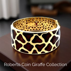 Roberto Coin Giraffe Enamel And 18K Yellow Gold Bangle