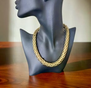 Italian 18K Yellow Gold Braided Necklace