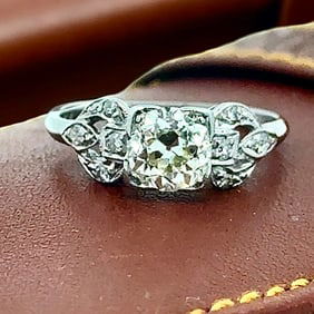 Art Deco 1.00 Carat Old European Cut Diamond Platinum Ring