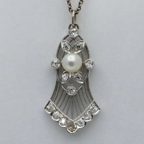 Edwardian Diamond and Pearl Bell Shaped Charm