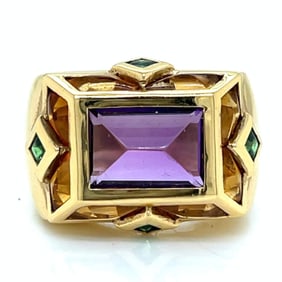 18K Yellow Gold Semi-Precious Stone Ring