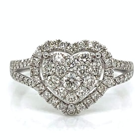 18K White Gold 1.40 Ct. Diamond Heart Ring