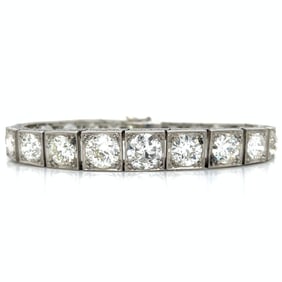 Platinum 23.15 Ct. Graduated European-cut Diamond Bracelet