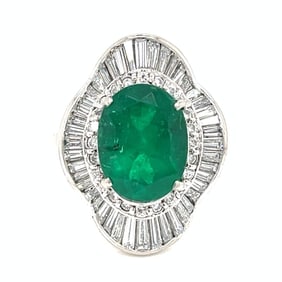 Platinum 3.83 Ct. Emerald & Diamond Ring