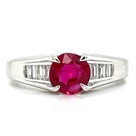 Platinum GIA Certified 1.08 Ct. Ruby & Diamond Ring