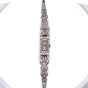 Art Deco Platinum Diamond Ladies Cocktail Watch