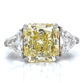 Platinum & 18K GIA CERTIFIED 5.71 Ct. Fancy Yellow Diamond Ring