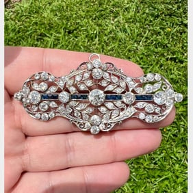 Art Deco Platinum Diamond & Sapphire Pendant/Brooch