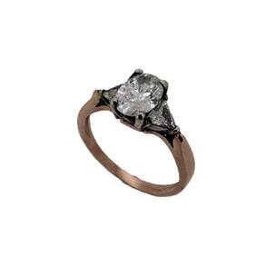 Vintage Rose Gold Lab Grown Diamond Engagement Ring. Center Oval