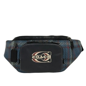 COACH CH109 Waist Pouch Check Body Bag Shoulder Blue Unisex