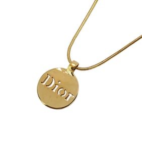 Christian Dior Necklace Circle GP Plated Gold Ladies