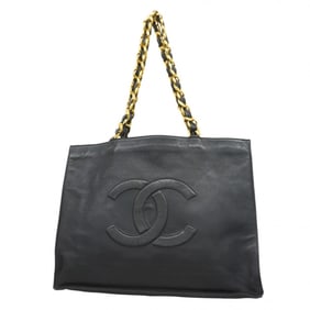 Chanel Tote Bag Chain Shoulder Lambskin Black Women's