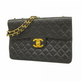 Chanel Shoulder Bag Deca Matelasse W Chain Lambskin Black Women's