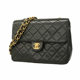 Chanel Shoulder Bag Matelasse Chain Lambskin Black Women's