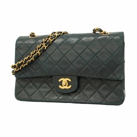 Chanel Shoulder Bag Matelasse W Flap Chain Lambskin Black Women's