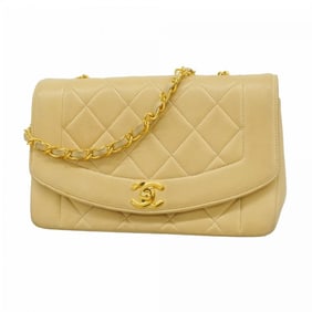 Chanel Shoulder Bag Matelasse Chain Diana Lambskin Beige Women's