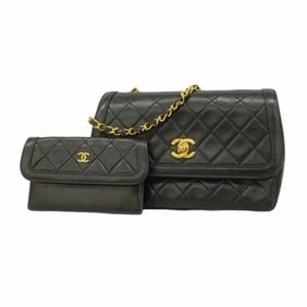 Chanel Shoulder Bag Matelasse Chain Lambskin Black Women's
