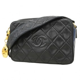 Chanel Shoulder Bag Matelasse Lambskin Black Women's
