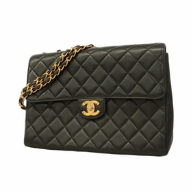 Chanel Shoulder Bag Deca Matelasse W Chain Lambskin Black Women's