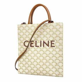Celine Tote Bag Triomphe White Brown Women's