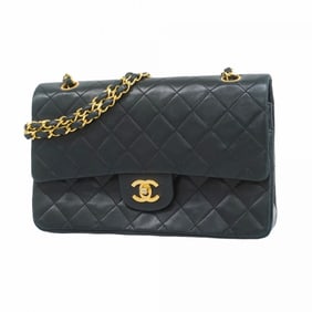 Chanel Shoulder Bag Matelasse W Flap Chain Lambskin Black Women's