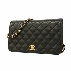 Chanel Shoulder Bag Matelasse Chain Lambskin Black Women's