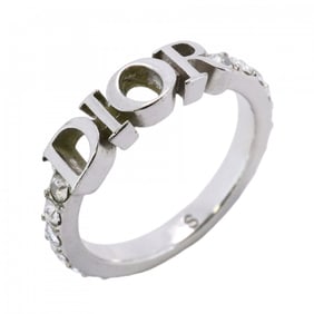 Christian Dior Ring Metal Rhinestone Silver Size 11.5 Women's