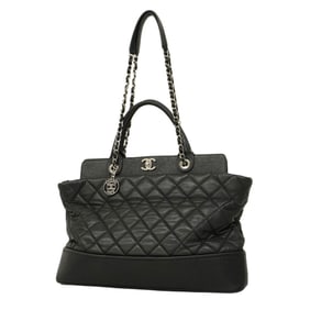 Chanel Tote Bag Matelasse Lambskin Black Women's