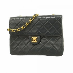 Chanel Shoulder Bag Matelasse Chain Lambskin Black Women's