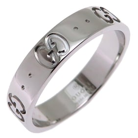 Gucci GG Icon Women's Ring, 750 White Gold, Size 11