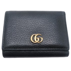 Gucci GG Marmont Compact Wallet for Women and Men, Tri-fold 474746, Leather, Black
