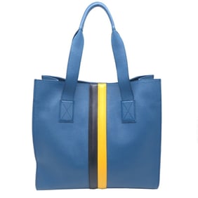 Tod's Double Stripe Women's Tote Bag Leather Blue