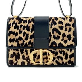 Christian Dior Dior Shoulder Bag 30 Montaigne Pony Leather Christian Leopard Print Black