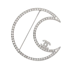 Chanel Brooch Crescent Moon Coco Mark Rhinestone B17 K CHANEL