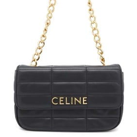 Celine Chain Shoulder Bag Leather 11127 3EYD 38NO CELINE Black