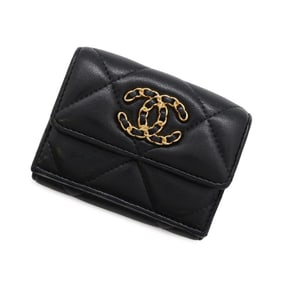 Chanel Tri-fold Wallet Quilted Coco Mark 19 Small Flap Lambskin AP1789 CHANEL Black