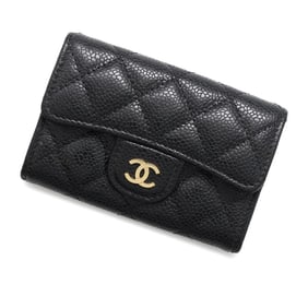 CHANEL Business Card Holder/Card Case Matelasse Classic Coco Mark Caviar Skin AP0214 Holder Black