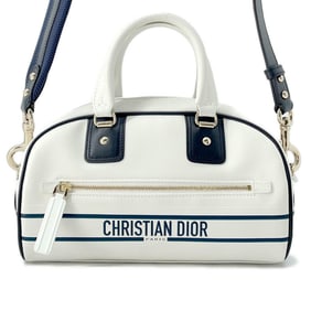 Christian Dior Dior Handbag Vibe Small Bowling Bag Leather M6209OOBR Christian 2way Shoulder White