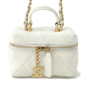 Chanel Chain Shoulder Bag Mini Vanity Case Matelasse Coco Mark Soft Caviar Skin AP2194 CHANEL White